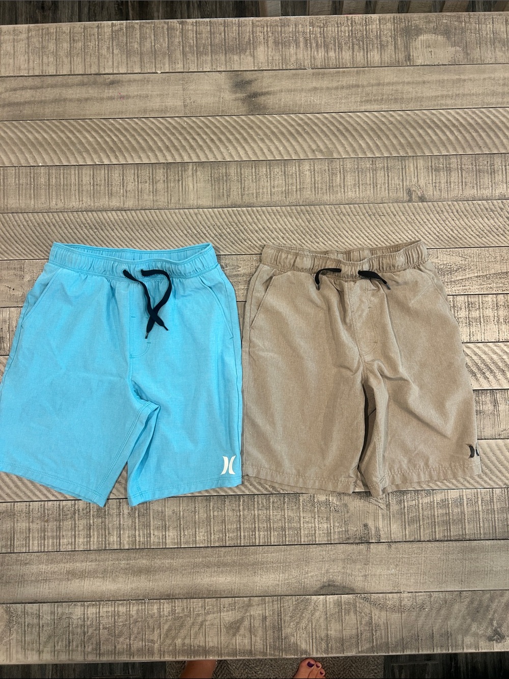 Hurley Kids Blue and Tan Pull-On Shorts Set